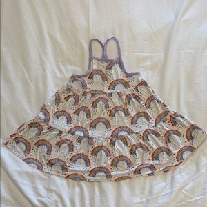 Coco Moon Hawaii Girls' White Rainbow Tiered Sundress with Purple Trim